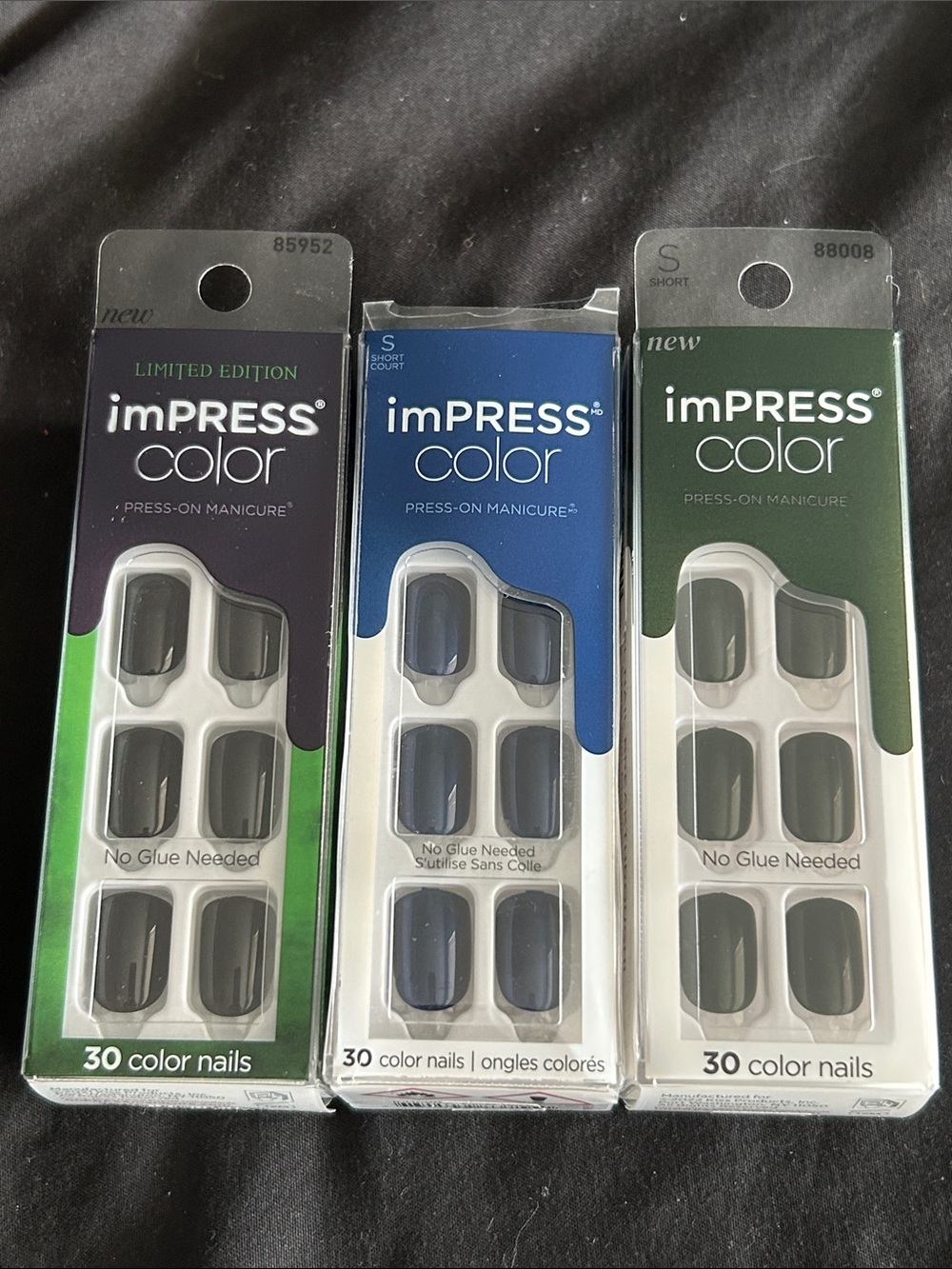 imPRESS Color Press-On Manicure Nails in Black (Set of 3 Packs)